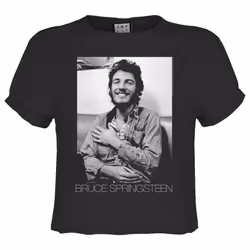 Amplified Womens/Ladies Bruce Springsteen Vintage Crop Top - XS, Charcoal