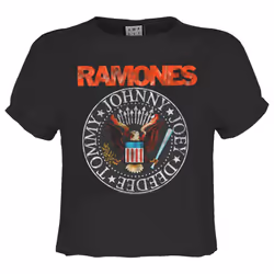 Amplified Womens/Ladies Vintage Seal Ramones Crop Top - XS, Charcoal