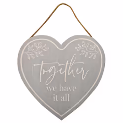 Moments Grey Heart Plaque - Together 40cm