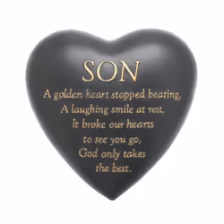 Thoughts Of You Graveside Dark Grey Heart Plaque - Son