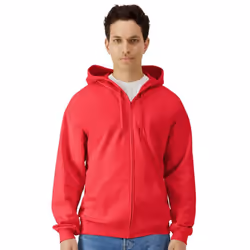 Gildan Unisex Adult Softstyle Midweight Full Zip Hoodie - XXL, Red