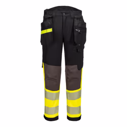 Portwest Mens EV4 Stretch Hi-Vis Detachable Holster Pocket Tall Trousers - 34T, Yellow/Black
