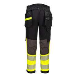 Portwest Mens EV4 Stretch Hi-Vis Detachable Holster Pocket Tall Trousers - 34T, Yellow/Black
