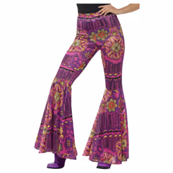 Smiffys Womens/Ladies Psychedelic Flared Costume Bottoms - S-M, Pink