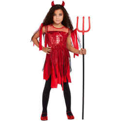 Smiffys Girls Punk Devil Costume - 4-6 Years, Red