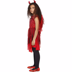 Smiffys Girls Punk Devil Costume - 4-6 Years, Red