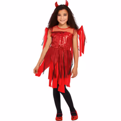Smiffys Girls Punk Devil Costume - 4-6 Years, Red