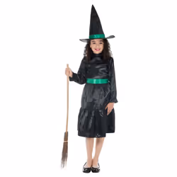 Smiffys Girls Wicked Witch Costume - 4-6 Years, Black/Green