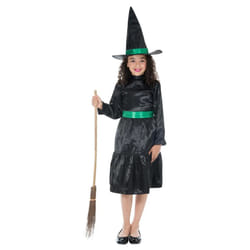 Smiffys Girls Wicked Witch Costume - 4-6 Years, Black/Green