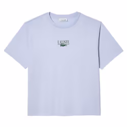 Lacoste Womens/Ladies Printed Cotton Relaxed Fit T-Shirt - 6 UK, Blue