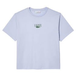 Lacoste Womens/Ladies Printed Cotton Relaxed Fit T-Shirt - 8 UK, Blue