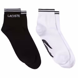 Lacoste Unisex Adult Low Sports Socks (Pack of 2) - 9 UK-11 UK, Black/White