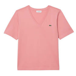 Lacoste Womens/Ladies Cotton V Neck Relaxed Fit T-Shirt - 8 UK, Pink