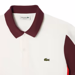 Lacoste Mens Colour Block Regular Polo Shirt - XS, Cream