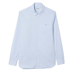 Lacoste Mens Plaid Poplin Slim Shirt - 18in, White