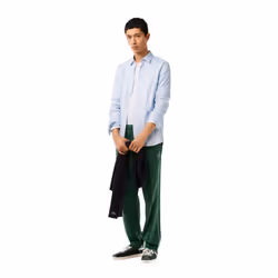 Lacoste Mens Plaid Poplin Slim Shirt - 18in, White