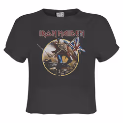 Amplified Womens/Ladies Trooper Iron Maiden Crop Top - XS, Charcoal
