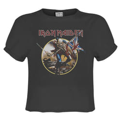 Amplified Womens/Ladies Trooper Iron Maiden Crop Top - XS, Charcoal