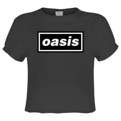 Amplified Womens/Ladies Oasis Logo Crop Top - XS, Charcoal