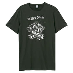 Amplified Unisex Adult Tattoo Elton John T-Shirt - XS, Charcoal