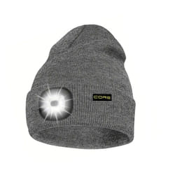 Grey LED Light Up Beanie Hat Rechargeable Hat 50 Lumens 30M Range