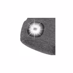 Grey LED Light Up Beanie Hat Rechargeable Hat 50 Lumens 30M Range