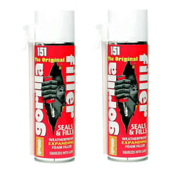 | The Original Gorilla Filler [2 x 500ml] Weatherproof Expanding Foam Filler | Securely Seals & Fills, Squeezes into Gaps | Suitable for Filling,