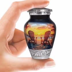 Beach Sunset Urn for Human Ashes | Keepsake Handcrafted Funeral Memorial | Decorative Cremation Urn for Women and Men