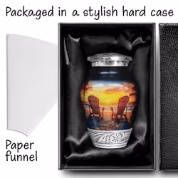 Beach Sunset Urn for Human Ashes | Keepsake Handcrafted Funeral Memorial | Decorative Cremation Urn for Women and Men