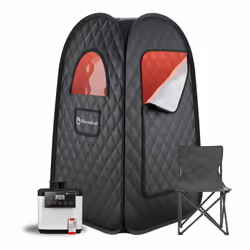 ThermoLab Portable Sauna - Upgraded 2025 Premium Home Sauna1000w 2.6L Steamer, Chair & Infrared LED Light - Sauna Tent for Re ...