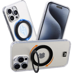 OX Ring iPhone 15 Pro Case 360 Rotating Magsafe Shockproof Magnetic Cover - Wolf White