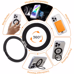 OX Ring iPhone 15 Pro Case 360 Rotating Magsafe Shockproof Magnetic Cover - Wolf White