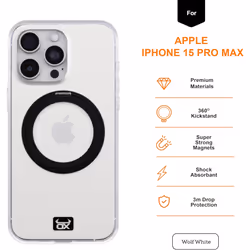 OX Ring iPhone 15 Pro Max Case 360 Rotating Magsafe Shockproof Magnetic Cover - Wolf White