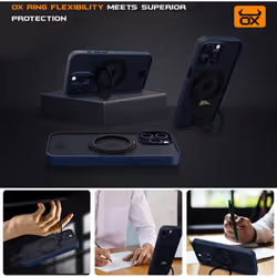 OX Ring iPhone 15 Pro Case 360 Rotating Magsafe Shockproof Magnetic Cover - Butterfly Blue