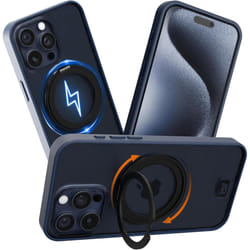 OX Ring iPhone 15 Pro Max Case 360 Rotating Magsafe Shockproof Magnetic Cover - Butterfly Blue