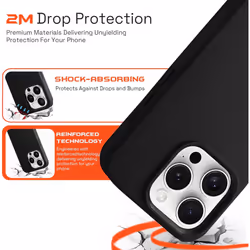 OX DuraTouch iPhone 15 Pro Max Case Shockproof Magnetic Magsafe Matte Cover - Bear Black
