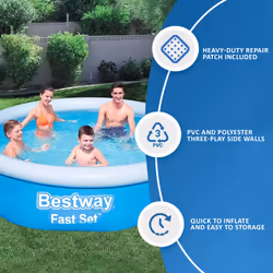 6FT 8FT 10FT FAST SET FAMILY SWIMMING POOL PATIO GARDEN OUTDOOR PADDLING BESTWAY - 6FT