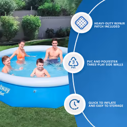 6FT 8FT 10FT FAST SET FAMILY SWIMMING POOL PATIO GARDEN OUTDOOR PADDLING BESTWAY - 8FT