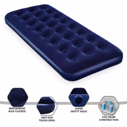 Bestway Double Single Flocked Camping Airbed Inflatable Mattress Blow Up Air Bed Pump - SINGLE