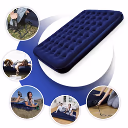 Bestway Double Single Flocked Camping Airbed Inflatable Mattress Blow Up Air Bed Pump - QUEEN