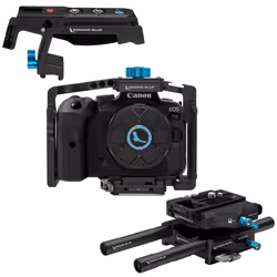 Kondor Blue KB-Canon-BR-Bk, Aluminium, Black, 1x Canon R5C/R6/R Cage w/ Top Handle 1x Universal 15mm LWS ARRI/501 Baseplate S ...