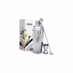 Interplay Concepts 5 Pieces Large 750ml Stainless Steel Cocktail Shaker Set With Strainer, Jigger and Mixing Spoon, Cocktail ...