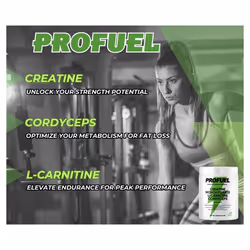 PROFUEL Creatine, L-Carnitine & Cordyceps Powder - 240g - Increase Strength & Performance - Gym Supplement for Men & Women