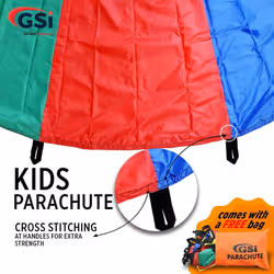 GSi Kids Play Parachute Rainbow Parachute Toy Tent Game for Children Gymnastic Cooperative Play and Outdoor Playground Activities (16 Feet)