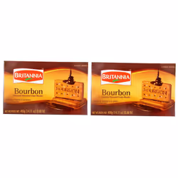 Britannia Bourbon 400g Family Pack,Topped with Sugar Crystals, Crunchy Chocolate Biscuits - Pack of 2