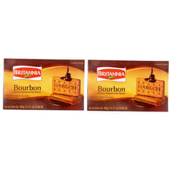Britannia Bourbon 400g Family Pack,Topped with Sugar Crystals, Crunchy Chocolate Biscuits - Pack of 2