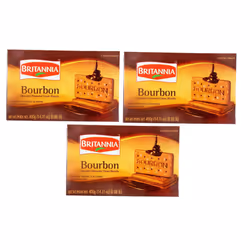 Britannia Bourbon 400g Family Pack,Topped with Sugar Crystals, Crunchy Chocolate Biscuits - Pack of 3
