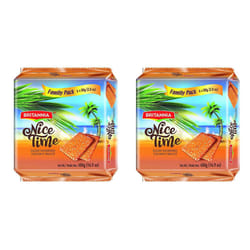 Britannia Nice Time Coconut Biscuit Family Pack 480g , Topped with Sugar Crystals ,Offers A Wholesome Teatime Experience - PACK OF 2