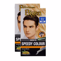 Bigen Men's Speedy Colour 104 Natural Brown - Easy & Speedy Application with 2 Applicator Combs - No Ammonia - Excellent Gray ...