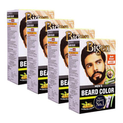 Bigen Men's Beard Colour B103 Dark Brown - No Ammonia Formula with taurine & Olive Oil - Excellent Gray Hair Coverage - Pack of 4